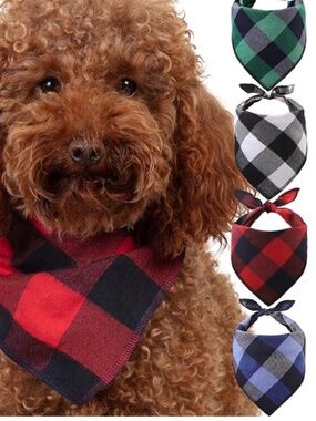 Dog Bandana 4 Pack - Plaid Print